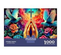 Palomas en el Paraíso Puzzle Desafío Juguetes 1000 Piezas Adorar la Cruz Rompecabezas Decoración del Hogar para Adultos Y Niños A Partir De 12 Años 52x38cm/1000pcs