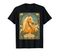 Palomino Horse Art Nouveau Equino Lover Camiseta gráfica económica, Hombre, Negro, L