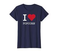 Palomitas de maíz I Heart, I Love Popcorn Camiseta, Mujer, Azul Marino, 3XL