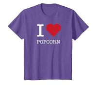 Palomitas de maíz I Heart, I Love Popcorn Camiseta, Niños, Morado Jaspeado, 10 años