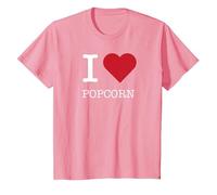 Palomitas de maíz I Heart, I Love Popcorn Camiseta, Niños, Rosado, 8 años