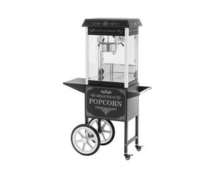 Palomitera móvil con carrito - estilo retro - negra - para palomitas dulces y saladas - 5 kg/h | Royal Catering