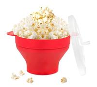 Palomitero Microondas, Plegable Recipiente para Cocinar Palomitas con Tapa y Asa, Palomitero de Silicona para Microondas, Sin bisfenol A, Palomitero Para Fiestas, Cocinas, Eventos Festivos, Rojo