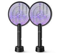 PALONE 2PCS Raqueta Mosquitos Electrica, Mata Mosquitos Electrico 4000V Ecargable por USB, Mata Mosquitos e Insectos Voladores Eficaz, para Interiores y Exteriores (Negro)