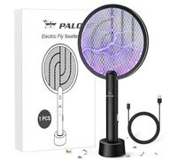 PALONE Raqueta Mosquitos Electrica, Mata Mosquitos Electrico 4000V Ecargable por USB, Mata Mosquitos e Insectos Voladores Eficaz, para Interiores y Exteriores (Negro,1PC)