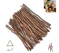 Palos de Bloques de Mader, 50 Piezas Marrón Palos Artesanales, Longitud 30 cm, Diámetro 0,5-0,6 cm Varillas Madera Palitos, para Manualidades DIY