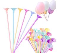 Palos para Soporte Globos Varillas 100pz 32cm Palitos de Globos Individuales con Tazas Reutilizables para Decoraciones Fiestas Cumpleaños Bodas (Color)