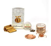 PALOSANTO - Difusor de Aroma de Palo Santo + 8 Palitos Pequeno de Perú + 20 gr de Resina de Palo Santo - Kit de Fumigación para Sublimar Palitos o Resina