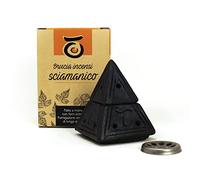 PALOSANTO Quemador de Incienso Piramidal Fabricado a Mano en Arcilla Natural - Color Negro - Ideales para Quemar Todo Tipo de Conos e Incienso en Grano, Polvo o Resina sobre carbón candente