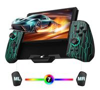 PALPOW Mando luminoso Switch - Compatible con Nintendo Switch/OLED, diseño ergonómico Luminpad, Joypad monobloque, RGB, Turbo, Mapping - Negro Mecánico Cyber