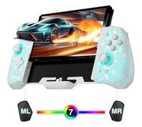PALPOW Mando luminoso Switch - Compatible con Switch/OLED, diseño ergonómico, Joypad integrado, Turbo, Mapping, 7 colores LED - Blanco [nintendo_switch]
