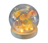 Palsmoother Luz Nocturna Lámpara Medusa LED Lámpara de Mesa Ornamento Creativo con Inspiración Marina Material en Madera Adecuada para Dormitorio Decoración, Madera, 12x12cm