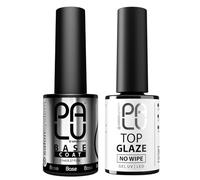 Palu Salon System - Base Coat Clásico + Top Coat Glaze Set - Base Coat Uñas UV, Transparente, sin Ácidos, Autonivelante, Alta Adherencia, set: 2 productos x 11g