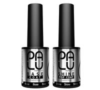 Palu Salon System - Base Coat Clásico + Top Coat Shine Set - Base Coat Uñas UV, Transparente, sin Ácidos, Autonivelante, Alta Adherencia, set: 2 productos x 11g