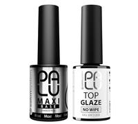 Palu Salon System - Base Coat Maxi + Top Coat Glaze Set - Base para Uñas UV, Transparente, sin Ácidos, Autonivelante, Alta Adherencia, set: 2 productos x 11g