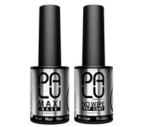 Palu Salon System - Base Coat Maxi + Top Coat No Wipe Set - Base para Uñas UV, Transparente, sin Ácidos, Autonivelante, Alta Adherencia, set: 2 productos x 11g