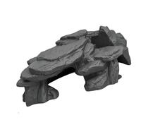 Paludarium - Decoración de cueva con textura de roca en capas, 3D, gris | Adorno de refugio de cueva para decoración de acuario y terrario con textura de roca, escenas de paludario y zonas de