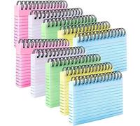 PALUDO 500 Piezas Fichas de Cartulina a Rayas, 5 Colores Tarjetas de Identificación, 125 x 75mm Tarjetas de Índice en Espiral con Tapa Transparente, Fichas Estudio para Escuela Memoria Notas