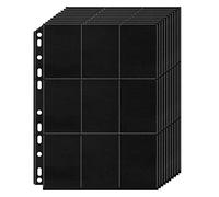 PALUDO 900 Bolsillos Juego de Fundas Cartas, 50 Páginas 18 Bolsillos de Cartas Almacenamiento, Tarjetas Cartas Coleccionables, Album Collection Trading Card Sleeves para Carpetas Anillas A4, Negro