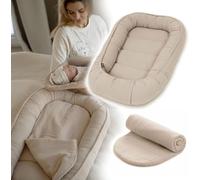 PaLulli® Nido de bebé 100x60cm - Suave nido de muselina con colchón | Nido para dormir, capullo, cuna de viaje para recién nacidos | 100% algodón (Beige)