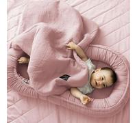PaLulli® Nido para bebé 2 en 1 con Manta de 100% Muselina de algodón prémium, 100 x 60 cm, Solapa con Cierre de Velcro, Cambiador para bebés y bebés (Rosa)