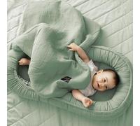 PaLulli® Nido para bebé 2 en 1 con Manta de 100% Muselina de algodón prémium, 100 x 60 cm, Solapa con Cierre de Velcro, Cambiador para bebés y bebés