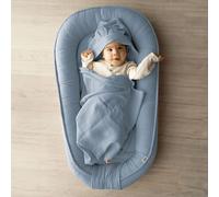 PaLulli Nido para bebé de 100% Muselina de algodón prémium, 100 x 60 cm, Solapa con Cierre de Velcro, Cambiador para Cuna de bebé (Azul)