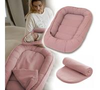 PaLulli® Reductor de Cuna para Bebé 100x60 cm | Cocoon para Recién Nacido en Muselina Suave con Colchón | Nido de Bebé 100% Algodón Certificado Oeko-TEX® para Sueño Seguro, Cuna, Cama y Viaje (Rosa)
