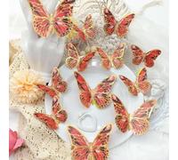 Palumma 12 adhesivos de pared de mariposa 3D, decoraciones de mariposa morada, 2 tamaños, decoraciones de fiesta temática de mariposa para cumpleaños, boda, guardería, dormitorio, naranja