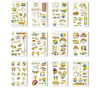 PALUMMA 120 pegatinas LGBT temporales de tatuajes, orgullo del arco iris, luz negra UV, brillo neón, resistente al agua, duradero, agradable para la piel, para fiestas, festivales y desfiles