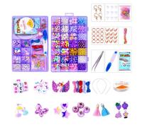 PALUMMA 1400PCS Pony Beads Bulk Kit Bracelet Making Supplies with Letter Beads Charms and Storage Box for DIY Jewelry Hair Braiding and Craft Projects (purple)