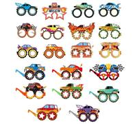 PALUMMA 20 pièces lunettes papier Monster Truck, lunettes de course, cadeaux invités, articles de fête, décorations d’anniversaire, cadeaux, accessoires photobooth pour hommes et femmes.