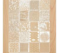 PALUMMA 20 plantillas de capas para pintar, plantillas de arte de ladrillo, plantillas de medios mixtos, reutilizables, textura, pintura, huecas, manualidades, para lienzo, pared, suelo, muebles, tela