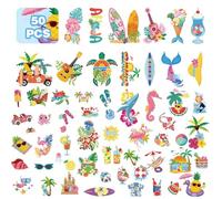 PALUMMA 50pcs Hawaiian Luau Tatuajes temporales efímeros mate, pegatinas impermeables, tema tropical, playa y piscina, decoraciones y regalos de fiesta pinata, accesorios festivos para adultos