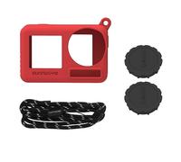 PALUMMA Funda protectora para cámara deportiva DJI ACTION4/3, tapa de lente de silicona, carcasa de cámara con cordón (cubierta de silicona roja)