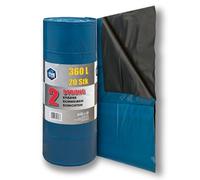 PAM-FOLIE Bolsas de basura extrafuertes, 360 l, 20 unidades, grandes y gruesas, 120 x 135 cm, doble capa, color negro y azul, bolsas de basura para la construcción, bolsas de escombros de