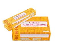 pamai Pai® 192 g Nag Champa Incienso Goloka - Precio Base: 5,20 €/100g - agarbathi 12 x 16 G Amarillo Incienso Aroma