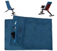 Pameil Toalla de fitness, 120 x 50 cm, toalla deportiva para gimnasio, absorbente y suave, con bolsillo con cremallera, para entrenamiento (azul marino)