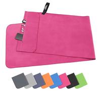 Pameil Toalla de Microfibra | 120x50cm Toalla Deporte Ligera, Absorbente y de Secado Rápido | Toalla Gimnasio con Bolsillo De Cremallera Toalla Deportiva de Doble Cara de Forro Polar