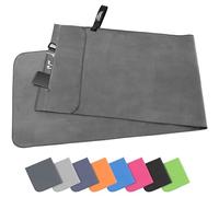 Pameil Toalla de Microfibra | 120x50cm Toalla Deporte Ligera, Absorbente y de Secado Rápido | Toalla Gimnasio con Bolsillo De Cremallera para Playa, Camping, Yoga y Sauna