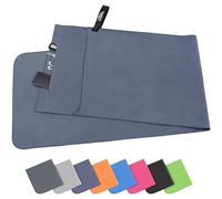 Pameil Toalla de Microfibra | 120x50cm Toalla Deporte Ligera, Absorbente y de Secado Rápido | Toalla Gimnasio con Bolsillo De Cremallera para Playa, Camping, Yoga y Sauna (Azul Marino)