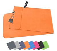 Pameil Toalla de Microfibra | 120x50cm Toalla Deporte Ligera, Absorbente y de Secado Rápido | Toalla Gimnasio con Bolsillo De Cremallera para Playa, Camping, Yoga y Sauna