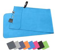 Pameil Toalla de Microfibra | 120x50cm Toalla Deporte Ligera, Absorbente y de Secado Rápido | Toalla Gimnasio con Bolsillo De Cremallera para Playa, Camping, Yoga y Sauna