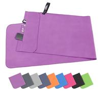 Pameil Toalla de Microfibra | 120x50cm Toalla Deporte Ligera, Absorbente y de Secado Rápido | Toalla Gimnasio con Bolsillo De Cremallera Toalla Deportiva de Doble Cara de Forro Polar