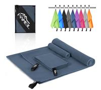 Pameil Toalla Microfibra Juego de 3 (160x80cm Toalla Baño +2 Piezas 80x40cm Toalla Manos), Toalla Playa Grande Microfiber, Toalla Gimnasio de Secado Rápido para Gym Sauna (Azul Marino)