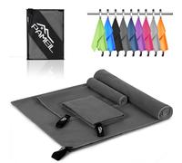 Pameil Toalla Microfibra Juego de 3 (160x80cm Toalla Baño +2 Piezas 80x40cm Toalla Manos), Toalla Playa Grande Microfiber, Toalla Gimnasio de Secado Rápido para Gym Sauna (Gris Oscuro)