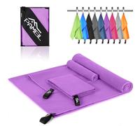 Pameil Toalla Microfibra Juego de 3 (160x80cm Toalla Baño +2 Piezas 80x40cm Toalla Manos), Toalla Playa Grande Microfiber, Toalla Gimnasio de Secado Rápido para Gym Sauna (Morado)
