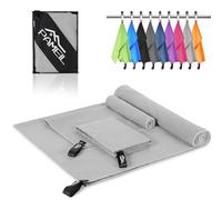 Pameil Toalla Microfibra Juego de 3 (160x80cm Toalla Baño +2 Piezas 80x40cm Toalla Manos), Toalla Playa Grande Microfiber, Toalla Gimnasio de Secado Rápido para Gym Sauna (Gris)