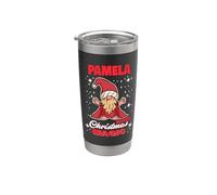 Pamela hace el nombre mágico navideño Pamela gnomo Vaso térmico de acero inoxidable de doble pared