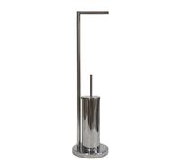 PAMEX Escobillero y portarrollo, Acero Inoxidable, Metalizado, 19x19x74 cm